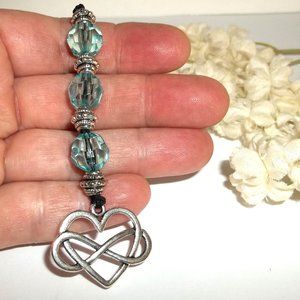 Bookmark Bookmarker Book Thong Heart Infinity Symbol Blue Reading Gift Love C299